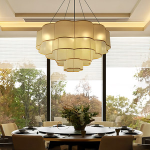 Lustre de style chinois, diamètre 80 cm, éclairage en tissu doré pour salle à manger, décoration de la maison - Product Image 5
