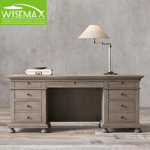 विसममैक्स फर्नीचर अमेरिकी देश ओक लकड़ी अध्ययन तालिका क्लासिक रेट्रो आयताकार लेखन डेस्क - Product Image 5