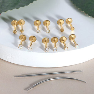 Juego de 14 Piezas de Joyería para <span class=keywords><strong>Piercing</strong></span> Corporal de Acero Inoxidable, Hipoalergénico, con Perno a Presión, Labret Dorado, Aretes con Circonita Cúbica - Product Image 2
