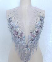 Qiao — corsage perlé à paillettes en cristal, fournitures pour mariée, faites à la main, dentelle parfaite pour Couture en Haute Couture, corsage à superposer pour robe de bal