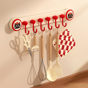 Suction Cup Kitchen Hooks With Sliding Rack For Spatula Spoon Storage Wall Mounted No Drilling Required 1-3kg Load Capacity - Product Image 3