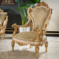 Ensemble de canapés en tissu sculpté en bois massif de style rococo européen personnalisé, meubles de luxe pour salon de villa de palais français