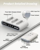 Station de charge portable 10000mAh 15W, station de charge multi-ports USB-C, prise universelle pour les appareils de banque d'alimentation, utilisation intérieure/extérieure