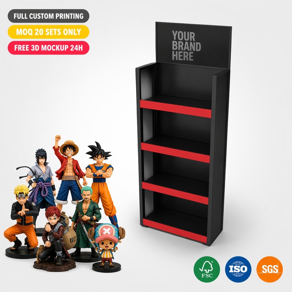 Custom Metal Action Figure Display Rack Rotating 4-Side Spinning Countertop Toy Organizer for Anime Collectible Store OEM ODM — view 2