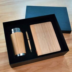 Ensemble cadeau de carnet de notes de luxe personnalisé A5 en bambou écologique durable 2025 avec stylo et tasse d'affaires, logo personnalisé - Product Image 5