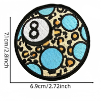 Écussons brodés personnalisés 8 Ball de conception usine, de haute qualité, en gros, thermocollants, motifs Léopard, Vache, Cerise et Cœur 8 Ball