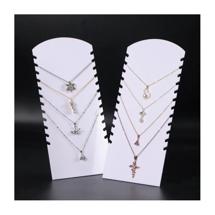White Fashion Acrylic Necklace Display Stand Jewelry Holder Organizer Necklaces Rack For Selling