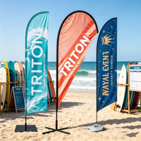 Drapeau publicitaire double face personnalisé avec logo, bannière de marketing extérieur, drapeau plume en forme de larme pour la plage