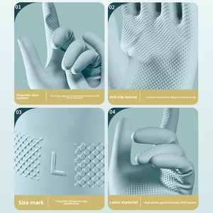 Gants de cuisine en caoutchouc pour la vaisselle, durables, en latex épais, imperméables, emballés individuellement pour femmes, vente en gros - Product Image 3