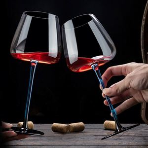 Juego de Vasos de Borgoña de Cristal de Lujo, Decantador de Vino Tinto con Diseño de Cascada Azul Hielo - Product Image 3