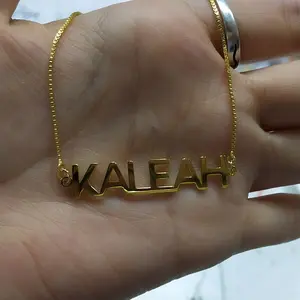 Body Jewelry Gold Plated Custom Name Anklets Box Chain Stainless Steel Personalized Anklet