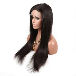 Stock cheap Factory price 100% Indian virgin Remy Human Hair next day shipping dark brown silky straight 26 inch full lace wig