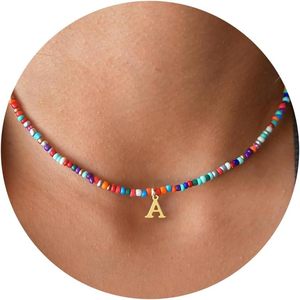 Trendy Jewelry Handmade Bubble Alphabet Beaded <strong>Necklace</strong> <strong>Boho</strong> Colorful Turquoise Initial Choker <strong>Necklaces</strong> for Women - Product Image 3