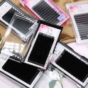 한국 PBT 개별 속눈썹 확장 어두운 매트 속눈썹 도매 제조 업체 패키지 상자 접착제 테이프