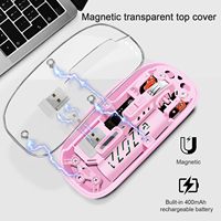 Souris sans fil transparente double mode avec logo OEM, chargement USB-C, souris sans fil double mode, fournisseurs de souris sans fil en Chine