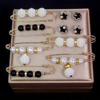 Lot de 8 Broches Perle pour Fixation de Vêtements, Accessoires de Mode Femme pour Vêtements et Hijab