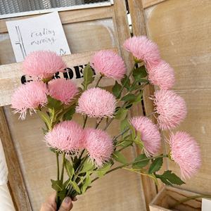 Chrysanthème artificiel en forme de boule de pissenlit <span class=keywords><strong>avec</strong></span> 3 petites têtes sphériques pour arrangement en pot de salon et décoration intérieure - Product Image 1