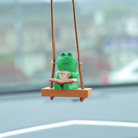 Carclean Grenouille de dessin animé en PVC, Ornement suspendu décoratif pour canapé, voiture et intérieur, 6x5x6cm