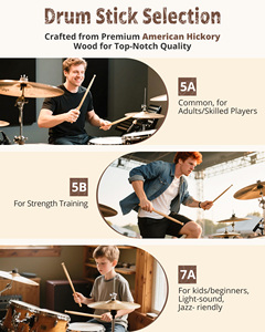 MUSO Wooden <strong>Drumsticks</strong> Set - Universal <strong>Drumsticks</strong> Suitable for Any Age Group - 5A American Hickory <strong>Drumsticks</strong> - Product Image 4