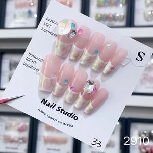 <span class=keywords><strong>Uñas</strong></span> Postizas Hechas a Mano al por Mayor, con Pedrería <span class=keywords><strong>de</strong></span> Lujo Personalizada, 10 Piezas/Juego, Reutilizables, Marca Privada para <span class=keywords><strong>Salón</strong></span> - Product Image 3