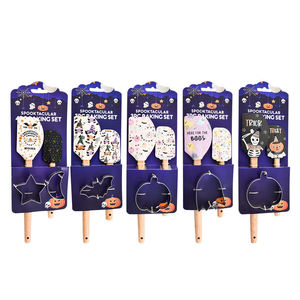 Nhà bếp <span class=keywords><strong>scraper</strong></span> chịu nhiệt tái sử dụng Silicone in ấn nấu nướng spatulas với gỗ xử lý - Product Image 5