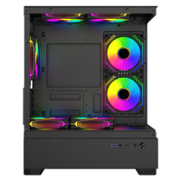 AntarcChill Popular Mid Tower Gaming PC Tower Computer Case Gamer SPCC Tempered Glass Desktop Vertical PC Cabinet With RGB Fan