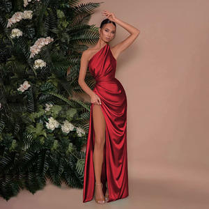 Vestido de Noche Elegante para Mujer, de Alta Calidad, sin Mangas, con Abertura, Ajustado, de un Solo Hombro, Modesto - Product Image 5