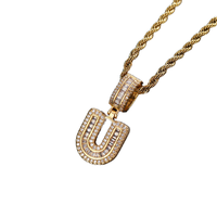 TZM1 Gold New Rock Zircon English Alphabet Pendant Necklace Fashion Jewelry Brass Zlaty Anglicka Abeceda Nahrdelnik Mosaz