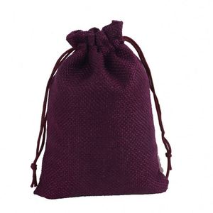 Sac en toile de jute naturelle durable avec cordon de serrage, petit sac cadeau de Noël personnalisé, vente en gros OEM en stock à prix abordable - Product Image 3