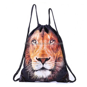 Borse da nuoto con stampa di <span class=keywords><strong>leone</strong></span> animale di nuova 2025 stampate personalizzate da palestra borse per scarpe con coulisse sportive - Product Image 3