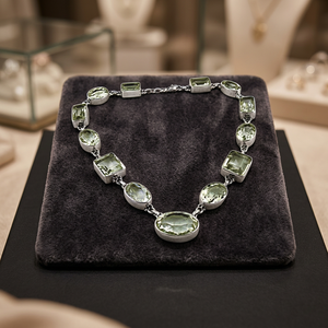 Collar de Plata de Ley 925 con Cristal Verde de Calidad AAA para Mujer, Estilo Indio, Ideal para Regalo de Boda, Compromiso o Fiesta - Product Image 2