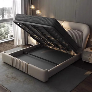 <span class=keywords><strong>Lit</strong></span> Double King Size Capitonnage Moelleux en Cuir <span class=keywords><strong>et</strong></span> Bois de Luxe <span class=keywords><strong>avec</strong></span> Rangement Intégré - Product Image 3