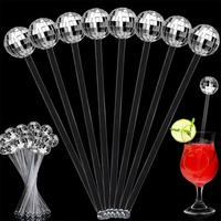 20.5cm toutes sortes de couleurs Crystal Gold Glitter Cocktail Agitateur Argent Disco Ball Boisson Agitateurs