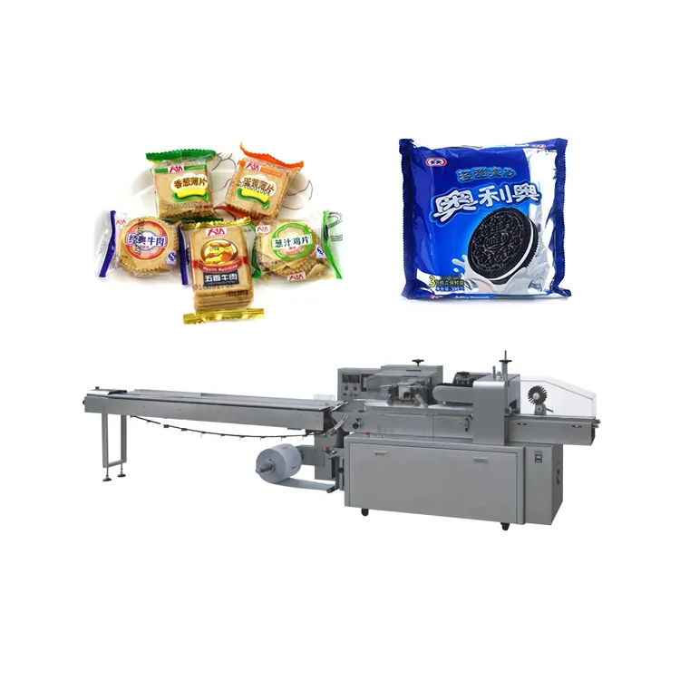 Máquina automática de embalaje de almohadas de calidad Máquina de embalaje de flujo de alimentos de galletas de caramelo de jabón