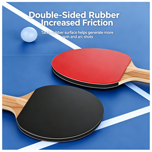 <b>Table</b> <b>Tennis</b> Rackets Set Red Black Long Pimples Rubber Solid Wood Handle Horizontal Grip Durable Eco-Friendly Universal Fit - Product Image 5