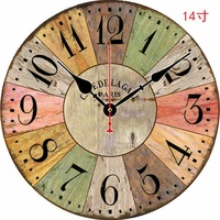 Horloge murale de 30 mm d'épaisseur, design contemporain, style antique, mouvement à quartz chinois, couleur chocolat, cadre en tissu sur mesure