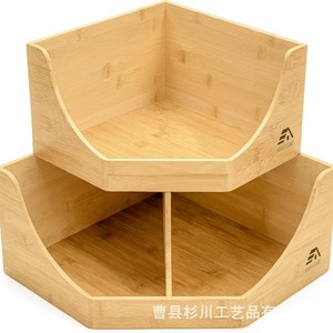 Homestead Bamboo <b>Corner</b> Storage <b>Basket</b> Double Layer Kitchen Fruit Vegetable Organizer Countertop Spice Bottle Holder - Product Image 1