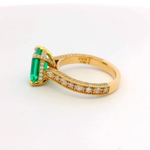 Diamant émeraude cultivé en laboratoire HPHT CVD certifié IGI, 2 carats, or véritable 18K 14K, bague de fiançailles et de mariage pour femme et homme - Product Image 3