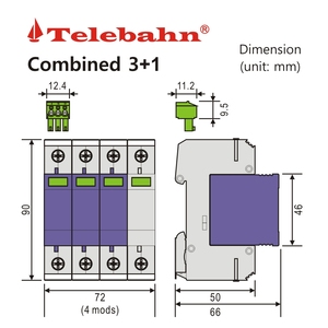 Dispositivo de Protección Contra Sobretensiones AC SPD 275V 320V 440V 60kA 3P+N T2 para 3 Fases - Product Image 6