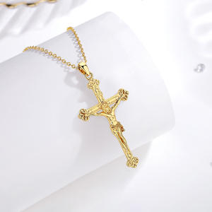 Merryshine Collana da Uomo con Croce Crocifisso della Fede in Argento 925 Placcato Oro Medaglia Amuleto Patrono Religioso di Gesù Stile Vintage - Product Image 4