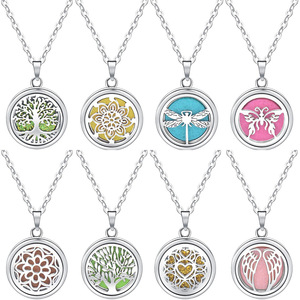 Stainless Steel Flower Animals Geometric Hollow Aromatherapy <strong>Diffuser</strong> Perfume Open Box Pendant <strong>Necklace</strong> for Women Men - Product Image 1