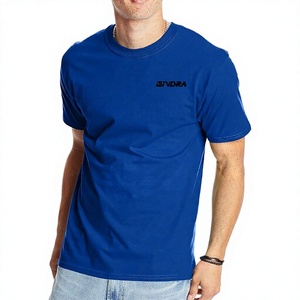 Camisa Casual Ecológica de Manga Corta para Hombre, de Poliéster/Algodón, Color Azul Sólido, con Botones y Logotipo Personalizado Impreso Digitalmente en la Parte Delantera - Product Image 1