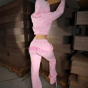 Set Sportivo Casual Personalizzato da <span class=keywords><strong>Donna</strong></span> <span class=keywords><strong>Taglie</strong></span> <span class=keywords><strong>Forti</strong></span> con Felpa Lunga in Maglia e <span class=keywords><strong>Pantaloni</strong></span> della <span class=keywords><strong>Tuta</strong></span> con Colletto Alto per Jogging Urbano - Product Image 1