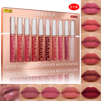 CAKAILA 10 pièces/ensemble Gloss à lèvres mat, Rouge à lèvres liquide mat longue tenue, Imperméable, Maquillage des lèvres sexy, Cosmétique