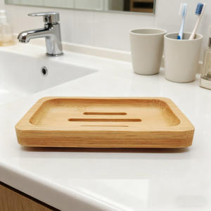 Jabonera de bambú portátil al por mayor superficie natural personalizable jabonera de madera bandeja de drenaje para almacenamiento de <span class=keywords><strong>baño</strong></span> para hotel en casa - Product Image 4