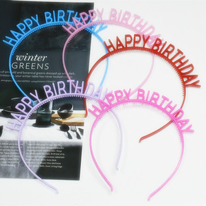 Happy Birthday Headband <b>Plastic</b> <b>Letter</b> Hair Accessory For Birthday Party Children And Adults 10 Pink Ones - Product Image 1