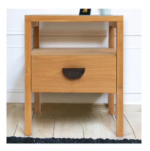 Elegant Karma Solid Teak Wood <b>Bedside</b> Table Sturdy Durable Frame Premium Finish Perfect For Bedroom <b>Storage</b> Stylish Design - Product Image 1