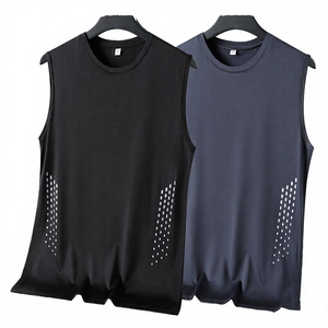 Chaleco Deportivo sin Mangas de Secado Rápido para Hombre, Color Sólido, Malla, Cuello Redondo, Camiseta sin Mangas para Entrenamiento Físico - Product Image 4