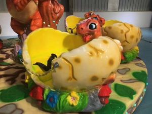 ม้าหมุนโลหะธีมไดโนเสาร์และถ้วยชาสำหรับเด็กอุปกรณ์สวนสนุกกลางแจ้งม้าหมุนสำหรับขายในห้างสรรพสินค้า - Product Image 3