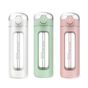 ขวดน้ำแก้วโบโรซิลิเกตทนความร้อนสูง ปี 2023 พร้อมปลอกซิลิโคนและหลอดดูด - Product Image 1